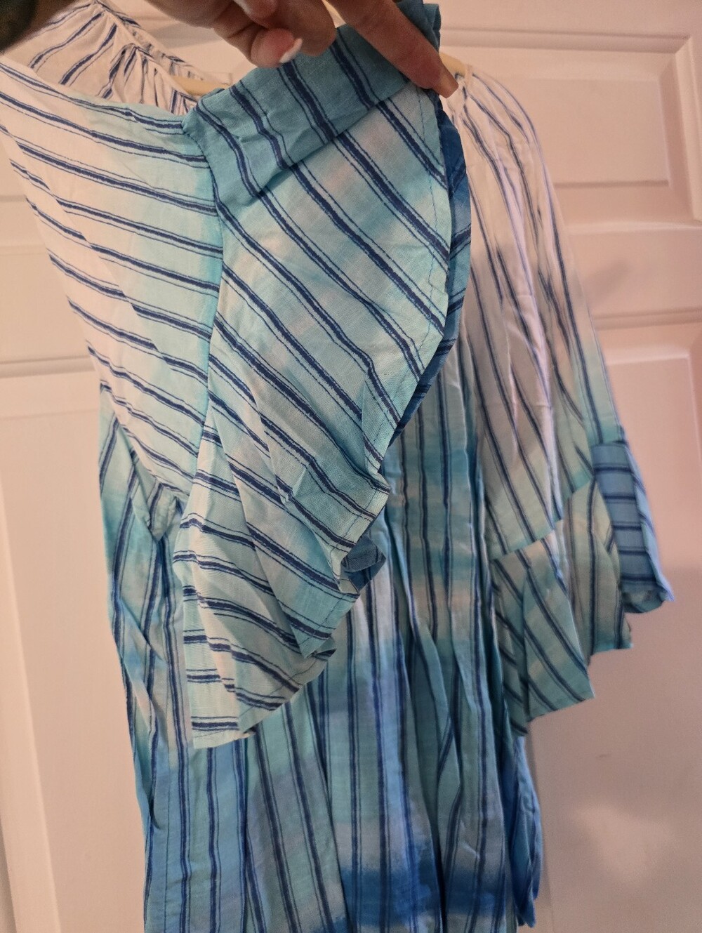 Allison Daley Blue Ombre Striped Peasant Top - Picture 2 of 6